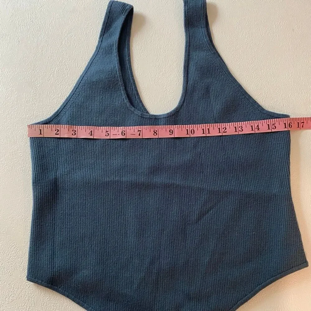 Victoria’s Secret Ribbed Bodysuit XXL Blue Sleeveless Scoop Neck Y2K